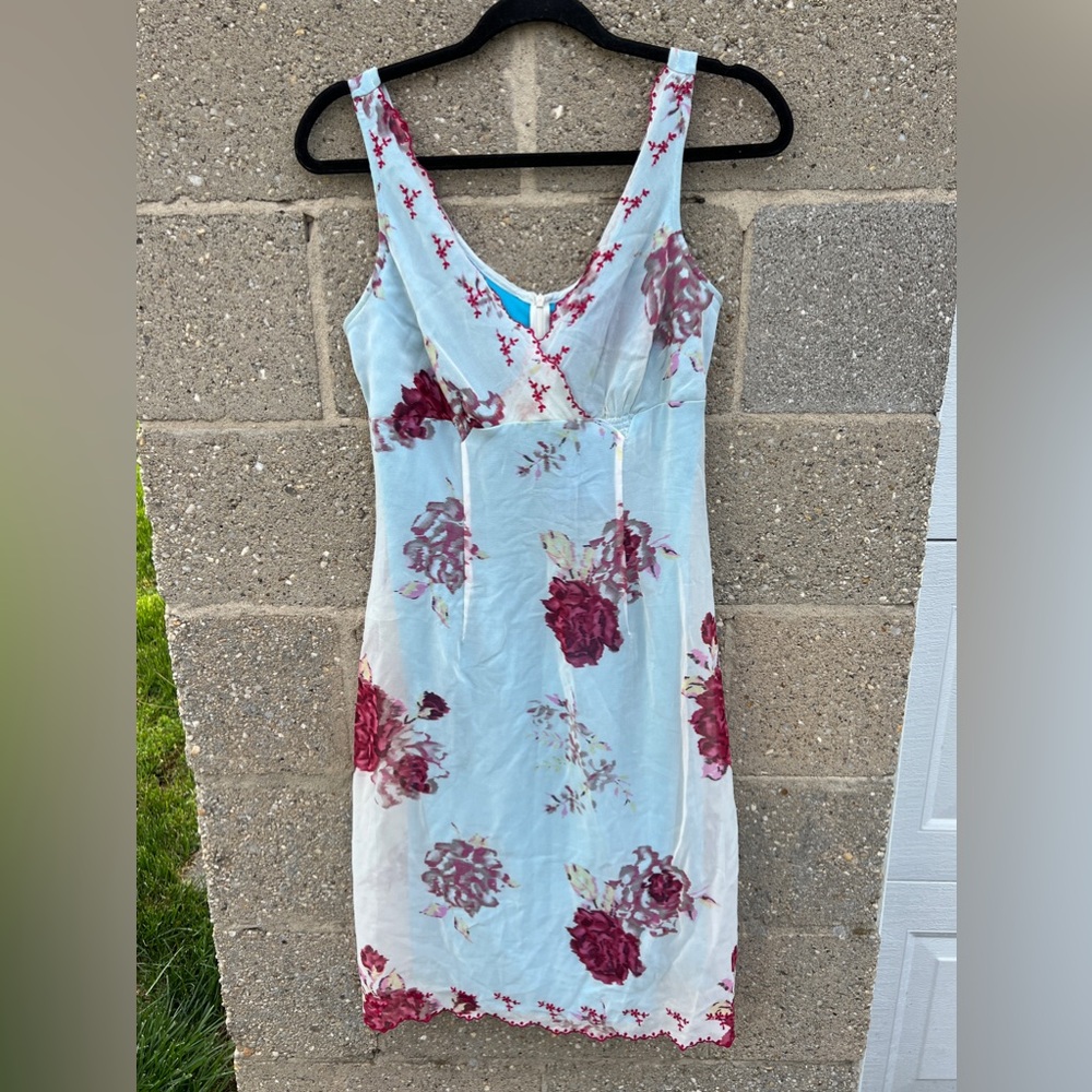 NWT Anthropologie Odille 100% Silk Georgette Lining Dress Floral Embroidered 6